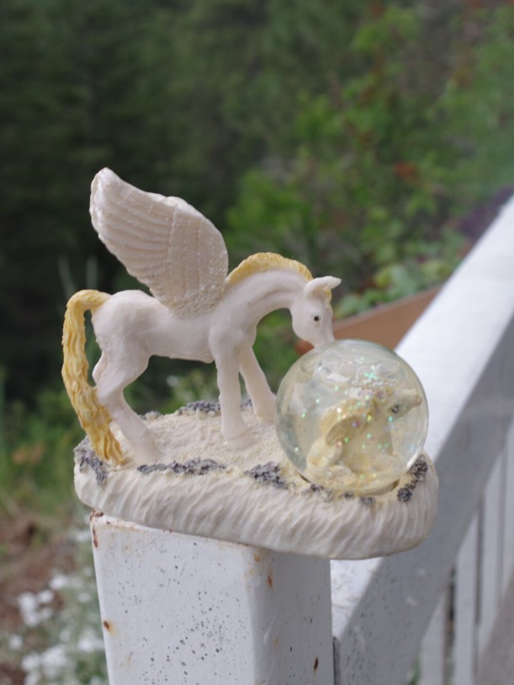 Cute Vintage Snow Glob Whimsical Pegasus Figurine